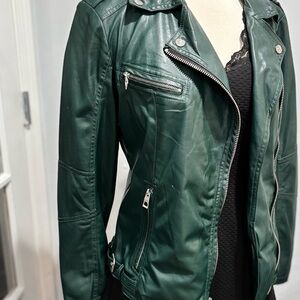Guess VINTAGE Dark Green Faux Leather Moto Jacket